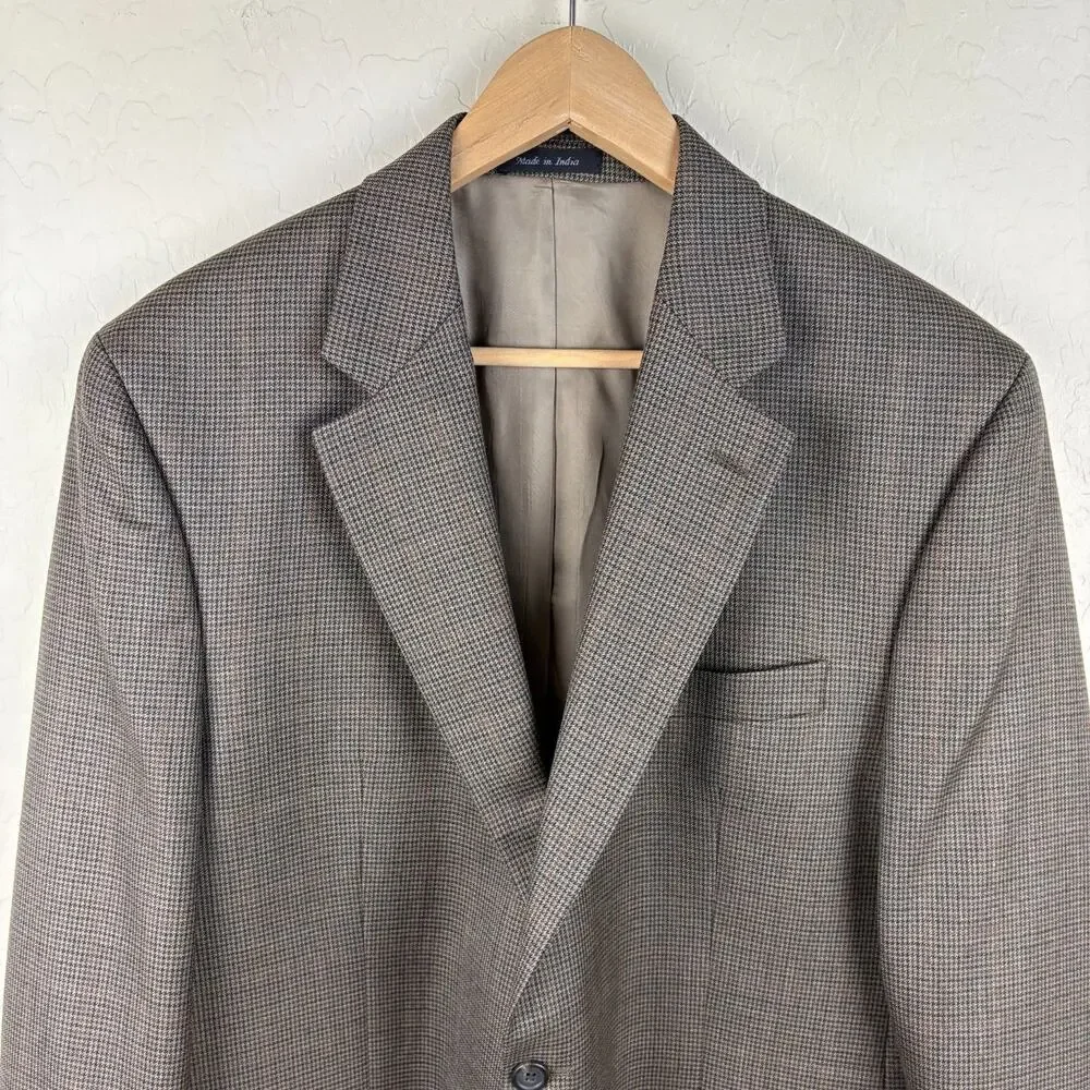 LAUREN Ralph Lauren Houndstooth Wool Sport Coat Blazer Mens Size 42L Business